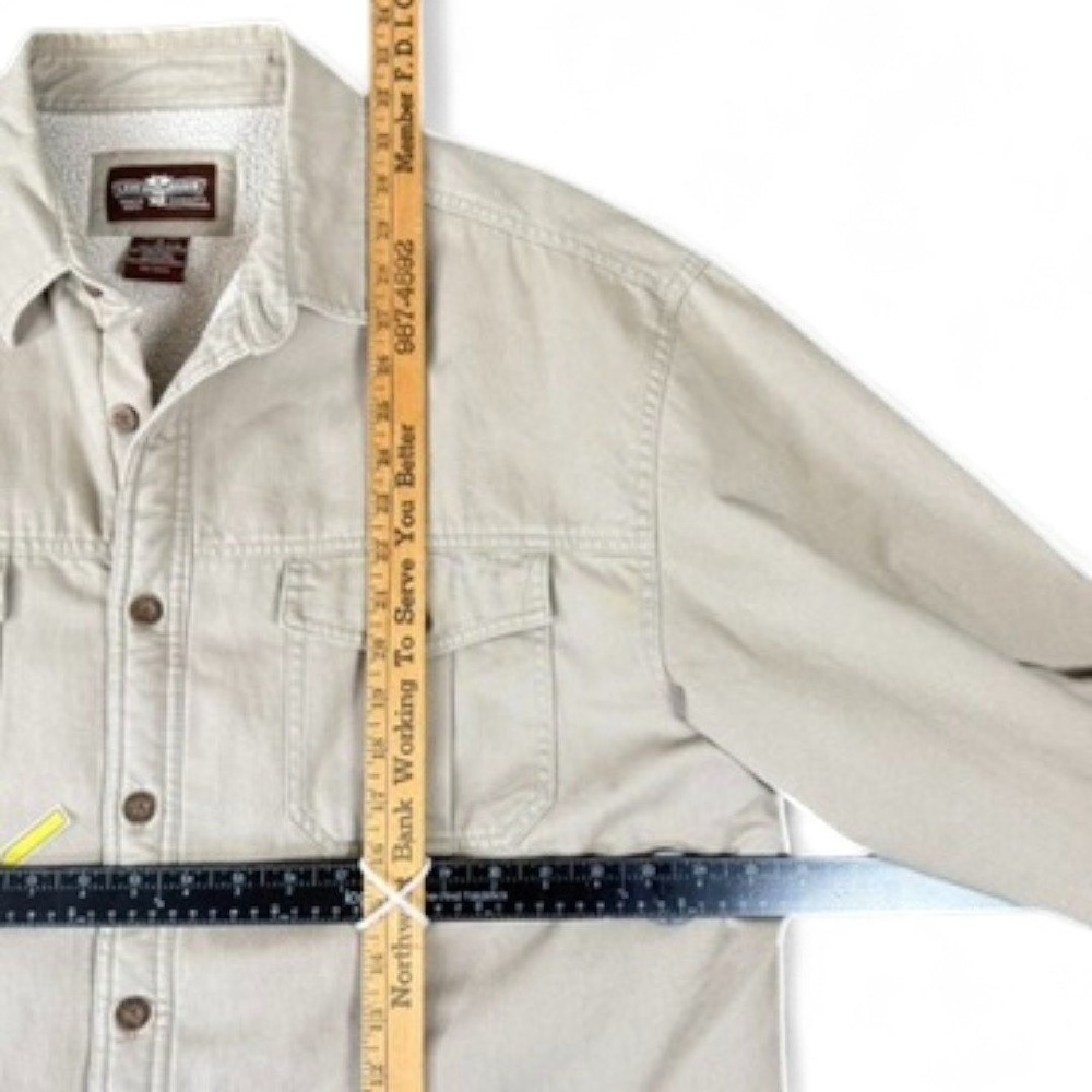 Levis Sherpa Lined Canvas Chore Coat Khaki Grunge Button Shacket Mens XL Utility - Picture 7 of 11